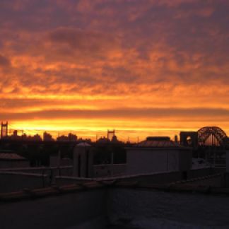 Sunset over Astoria from Dina Comolli's rooftop